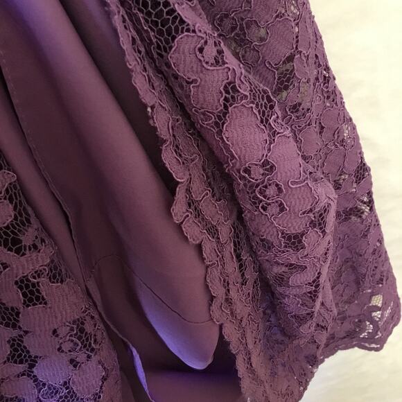 David's Bridal Dark Purple Strapless Lace Dress - Picture 6 of 14